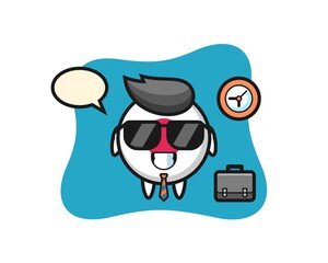 Cartoon mascot of japan flag badge as a businessman