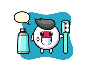 Mascot Illustration of japan flag badge with a toothbrush