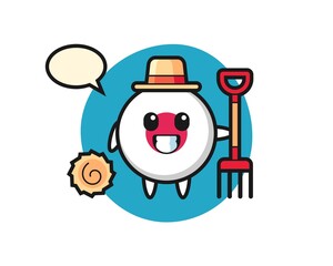 Mascot character of japan flag badge as a farmer