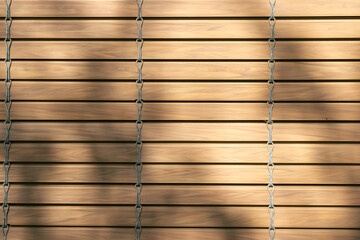 Shadow of leaves and branches on venetian blind
