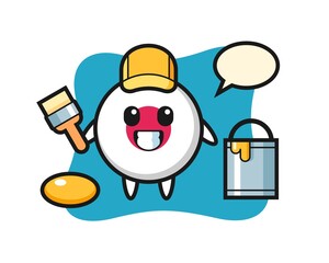 Character Illustration of japan flag badge as a painter