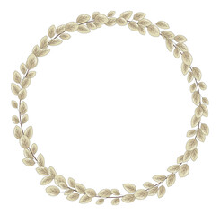 Vector wreath of many autumn leaves. A thin, elegant frame of pale yellow foliage.