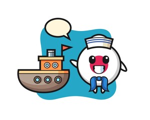 Character mascot of japan flag badge as a sailor man