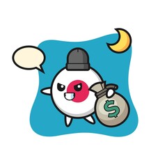 Illustration of japan flag badge cartoon is stolen the money