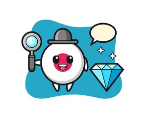 Illustration of japan flag badge character with a diamond