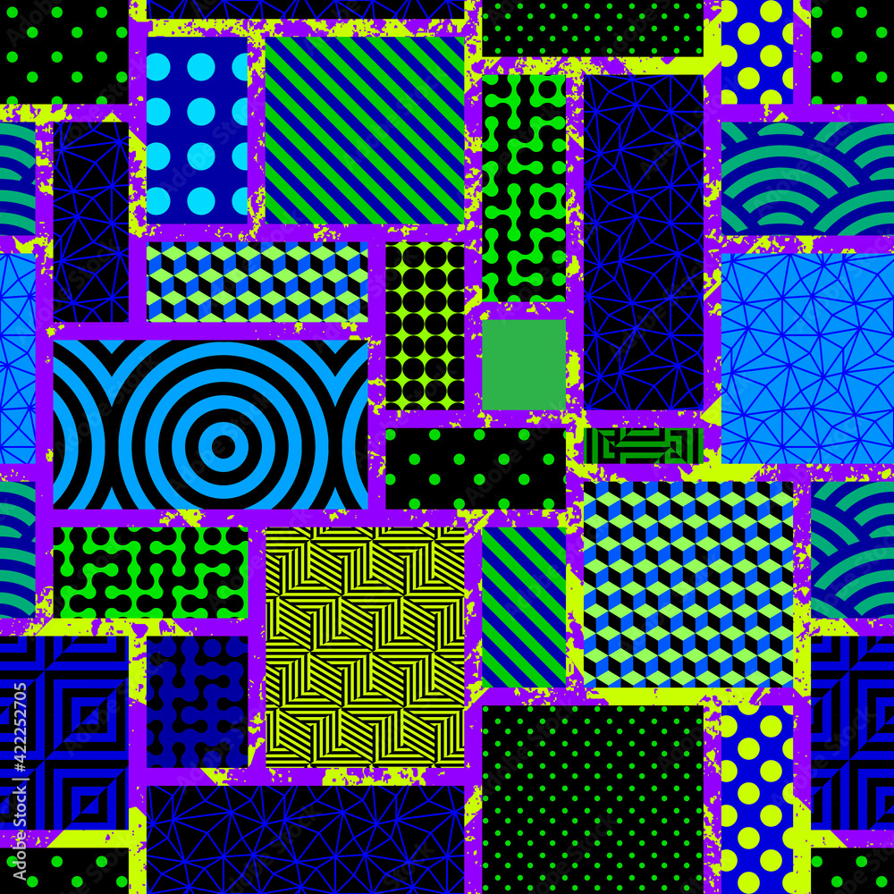 Poster Geometric abstract pattern in patchwork style.