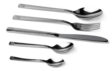 Set of dining cutlery isolated on white background