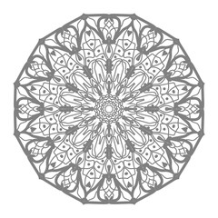 Doodle monochrome lace mandala pattern. Emblem luxury beauty spa, cosmetics, jewelry, hotel, restaurant. Wedding elegant outline frame. Vector floral luxury curve logo design. Round gold ornate frame.