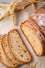 Delicious mixed rye bread, also called gray bread