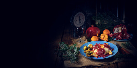 Cured goose breast with Brussels sprouts, mandarins and pomegranate
