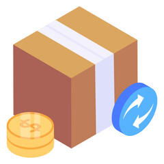 
Icon of returns and refunds in isometric design 

