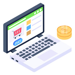
An online safe shopping isometric icon 

