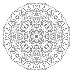 Doodle monochrome lace mandala pattern. Emblem luxury beauty spa, cosmetics, jewelry, hotel, restaurant. Wedding elegant outline frame. Vector floral luxury curve logo design. Round gold ornate frame.