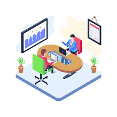 
Working together isometric illustration vector, 

