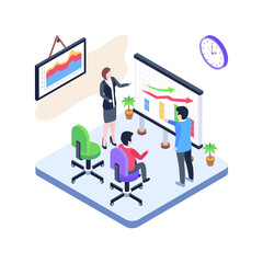 
Team presentation isometric illustration 

