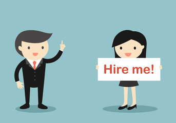 Business concept, Business woman holding the banner 