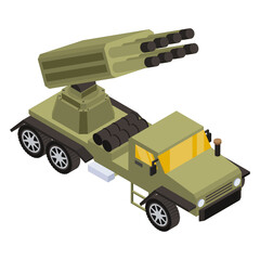 
Weapon truck isometric trendy design vector

