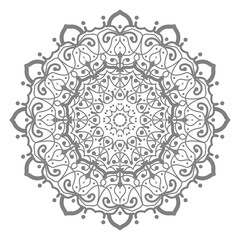 Doodle monochrome lace mandala pattern. Emblem luxury beauty spa, cosmetics, jewelry, hotel, restaurant. Wedding elegant outline frame. Vector floral luxury curve logo design. Round gold ornate frame.