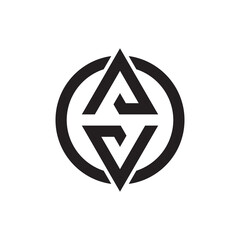 Creative illustration modern A,V sign geometric logo design template