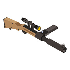 
Machine gun in isometric trendy design 

