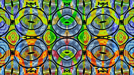 Colorful African fabric - Seamless pattern, illustration 