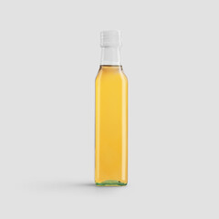 Mockup of a glass bottle with oil, with tamper evident