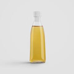 Mockup of a glass bottle with oil, with tamper evident
