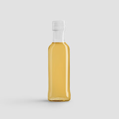 Mockup of a glass bottle with oil, with tamper evident
