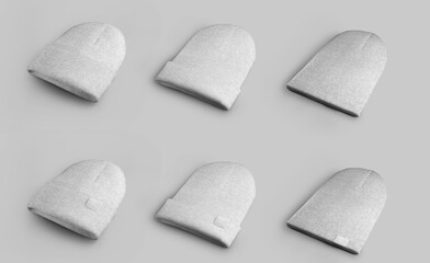Heather beanie mockup set isolated on background