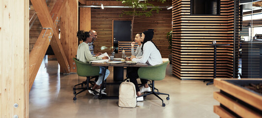 Businesspeople working on a project together