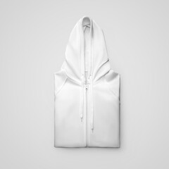 Mockup white folded hoodie with zipper isolated on background