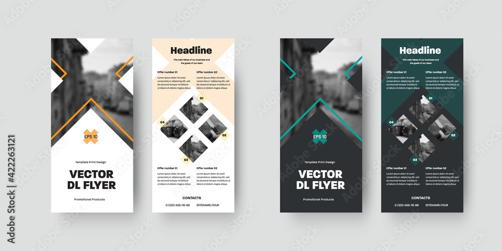 Poster Set of vector dl flyers template with design and crosses