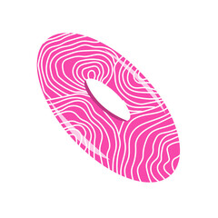 Pink rubber circle for swimming. Summer isolated subject on a white background. Vector illustration. Symbol vacation or holiday.