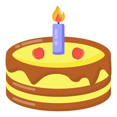 
Candle cake in flat trendy style icon 

