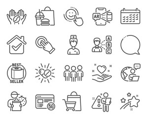Business icons set. Included icon as Speech bubble, Hold heart, Touchscreen gesture signs. Vector