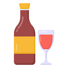 
A wine glass, flat icon 

