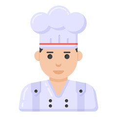 
Flat style icon of chef hat, headwear accessory vector.

