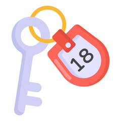 
A room key design flat icon 

