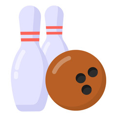 
Bowling icon design hitting pins in editable style 

