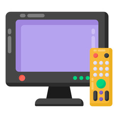 
An icon of tv remote in flat design 

