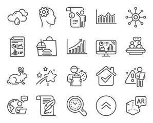 Science icons set. Included icon as Animal tested, Report document, Engineering signs. Vector