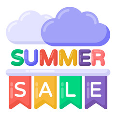 Fototapeta premium Summer sale in flat trendy icon style
