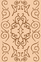 Graceful pattern, imitation of antiquity, curls, birds, vases