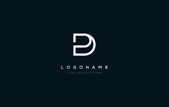 initial letter PD DP combine logo design monoline