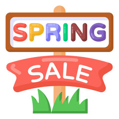 
Spring sale sign in flat trendy and editable vector  

