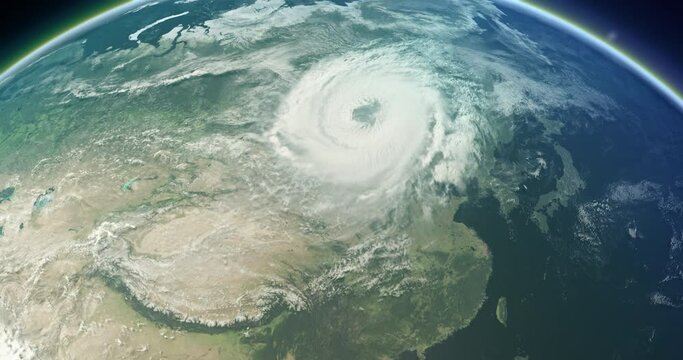 Hurricane Over Asia From Space