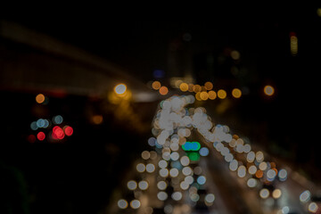 Bokeh from car lights at night