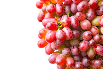 fresh red grape with water drop isolated