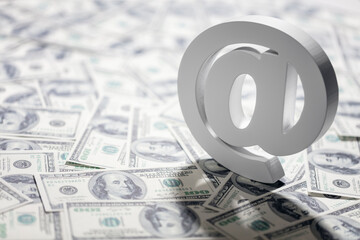 Email symbol on money concept for internet banking and electronic transfer of funds