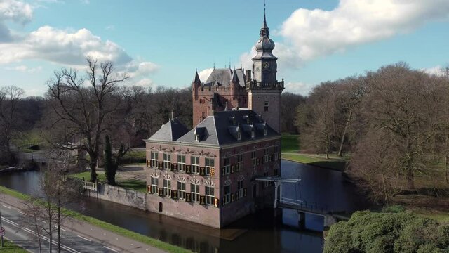 Castle Nyenrode in Breukelen, the Netherlands, business school, Aerial